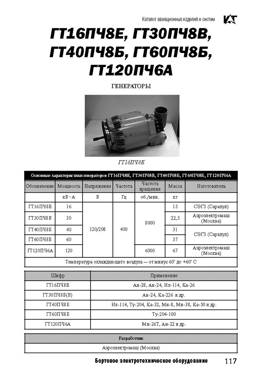 ЗАПЧАСТИ И ДЕТАЛИ ДЛЯ ВЕРТОЛЕТОВ | генератор переменного тока резервной  системы ГТ60ПЧ8Б