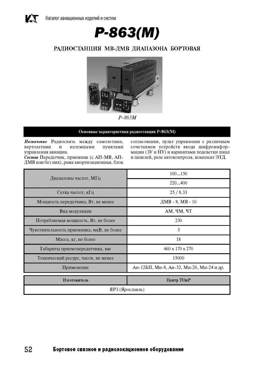 ЗАПЧАСТИ И ДЕТАЛИ ДЛЯ ВЕРТОЛЕТОВ | радиостанция МВ-ДМВ диапазона бортовая  Р-863